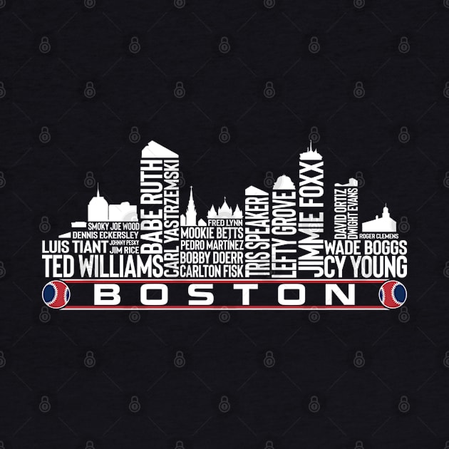 Boston Baseball Team All Time Legends, Boston City Skyline by Legend Skyline